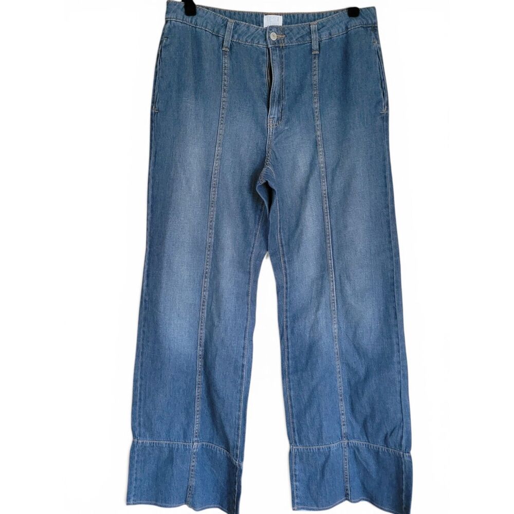 Y2K Wide-Leg Raw Hem Jeans Blue Boho Festival Distressed Cool Girl